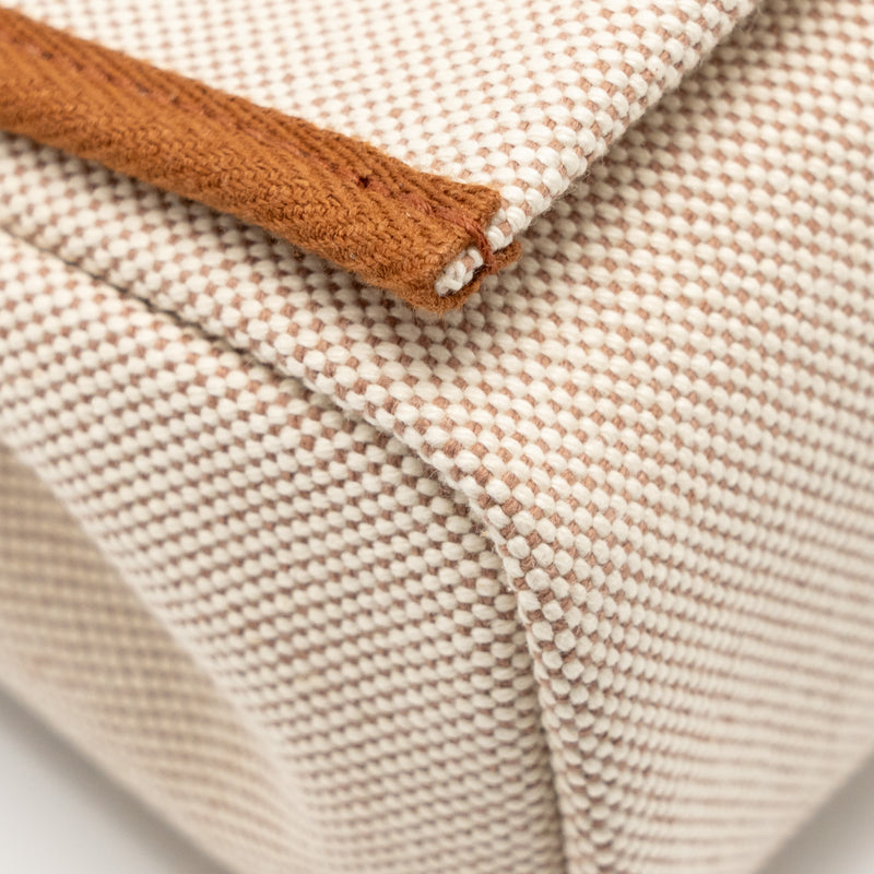 Hermes herbag mini canvas / hunter leather ecru-beige / fauve SHW stamp W