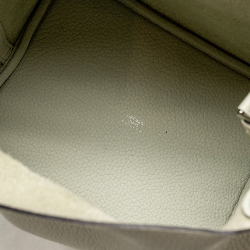 Hermes Picotin 22 lock bag Clemence Gris Neve SHW stamp B