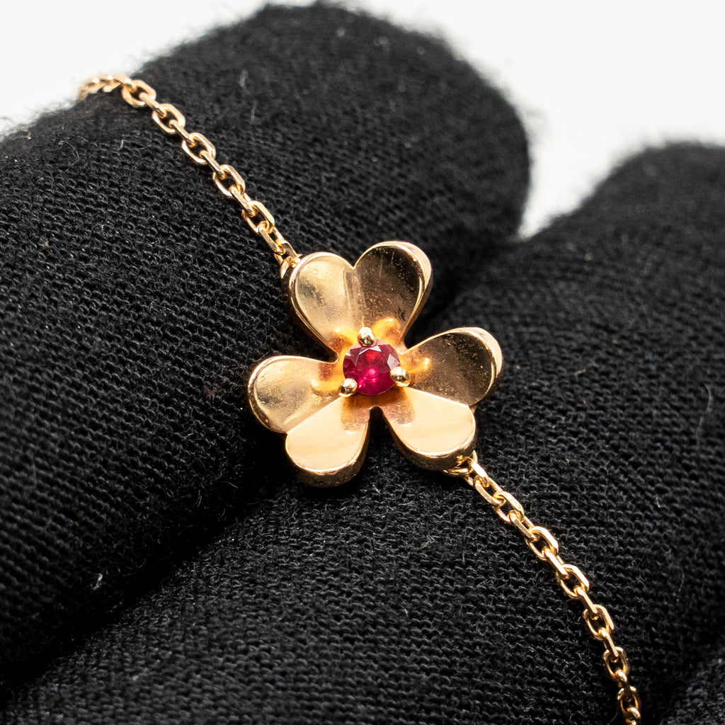 Van Cleef & Arpels Frivole Bracelet , Mini Model Rose Gold with Ruby S
