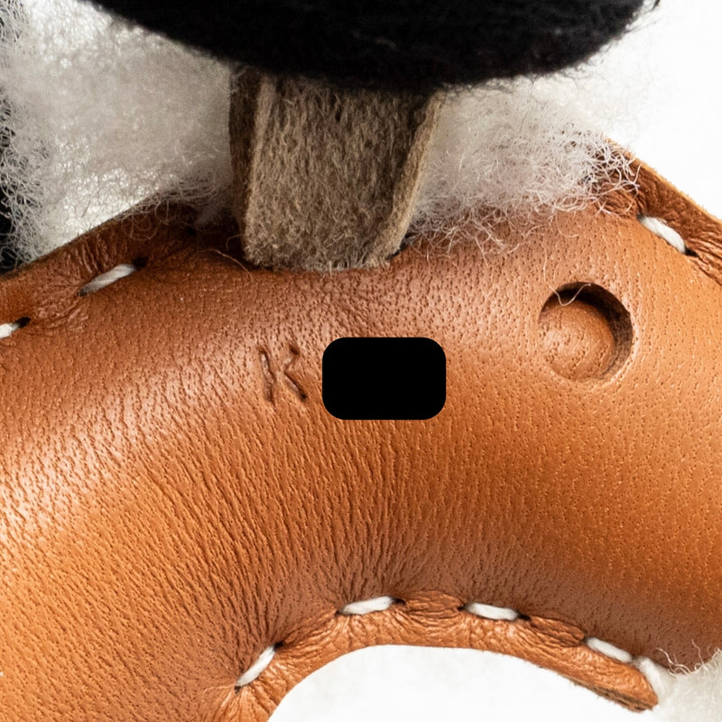 Hermes Budy Shearing Bag Charm Wool/Lambskin Ecru/Gold Stamp K