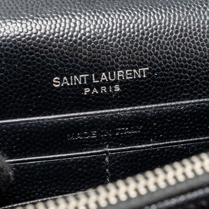 Saint Laurent Envelope Wallet on Chain Grained Calfskin Black SHW
