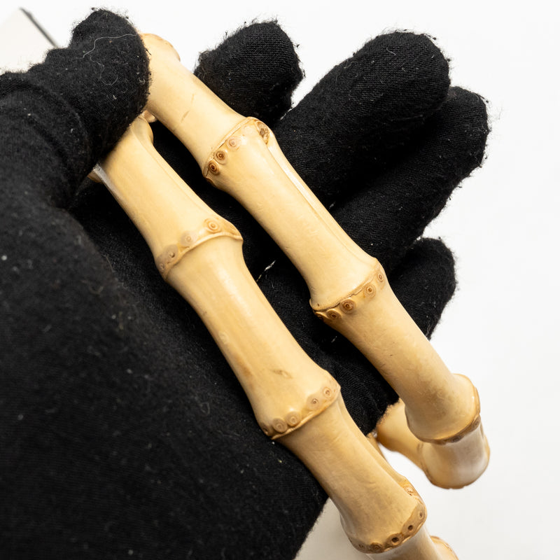 Miu Miu City Sport Bamboo Handle Bucket Bag Leather White GHW