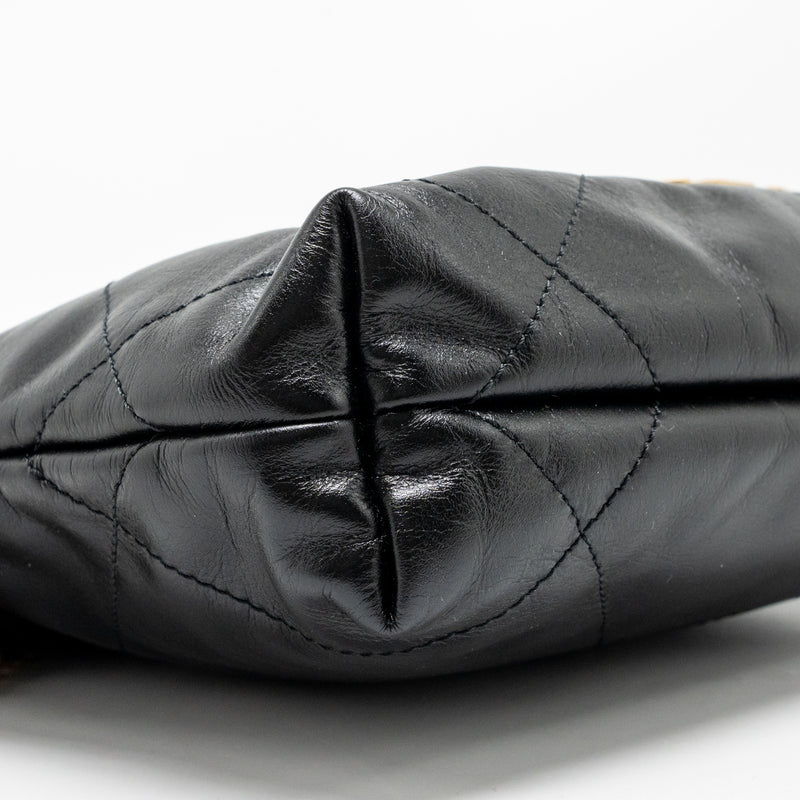 Chanel Mini 22 Bag Shiny Calfskin black GHW (Microchip)