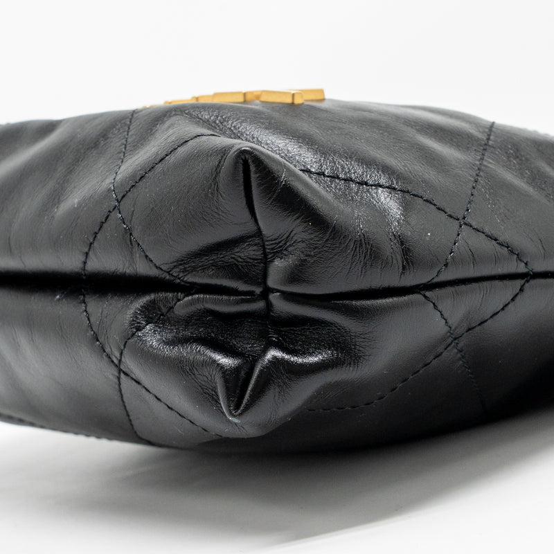 Chanel Mini 22 Bag Shiny Calfskin black GHW (Microchip)