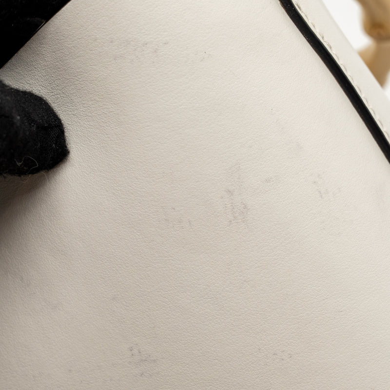 Miu Miu City Sport Bamboo Handle Bucket Bag Leather White GHW