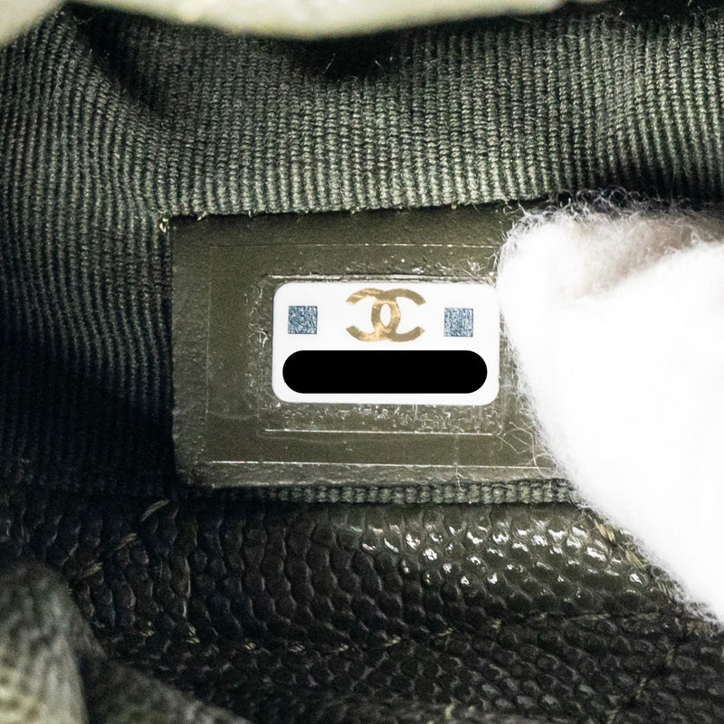Chanel mini Bucket bag caviar dark green GHW (microchip)