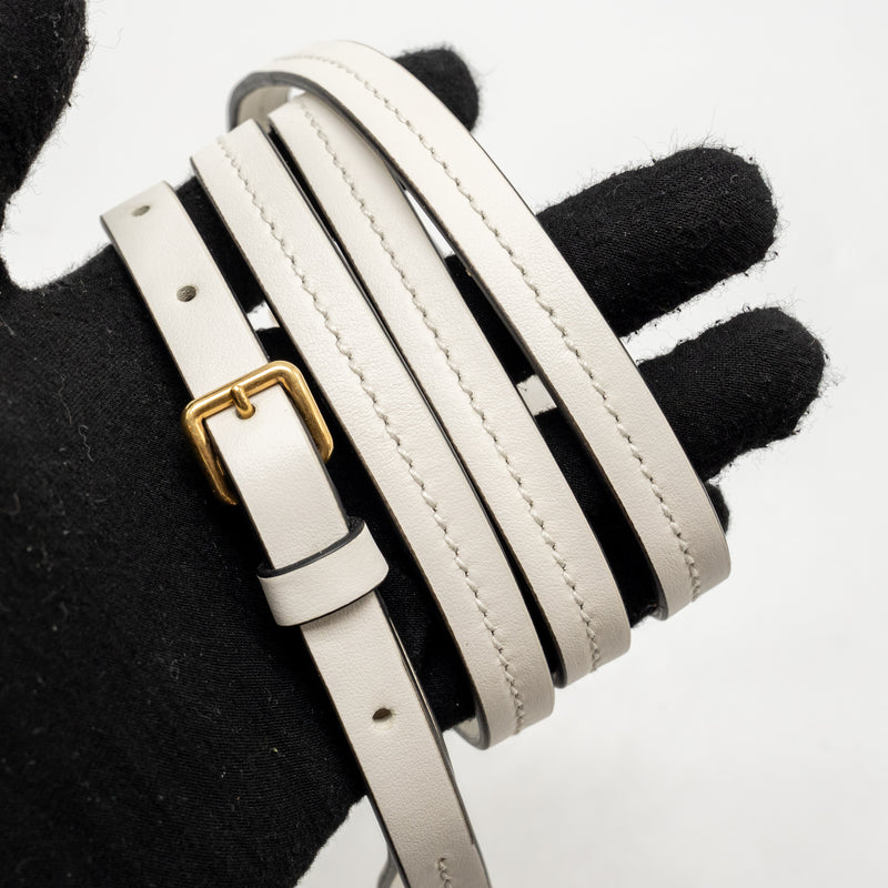 Miu Miu City Sport Bamboo Handle Bucket Bag Leather White GHW