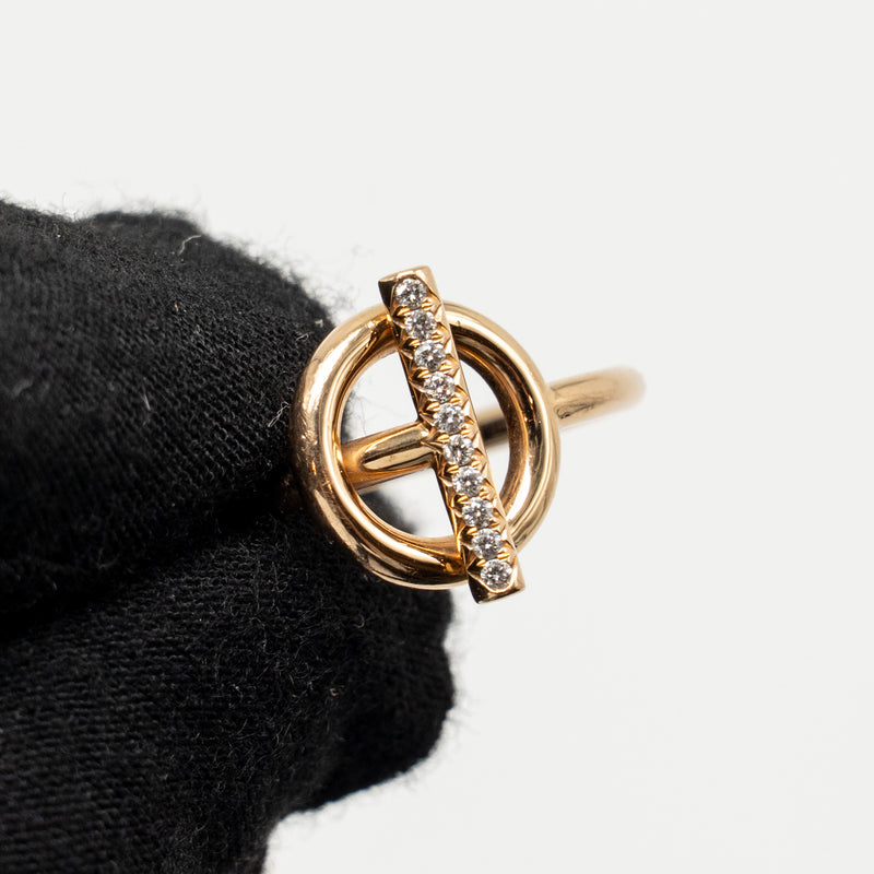 Hermes Size 55 Echappee Ring Small Model Rose gold diamonds