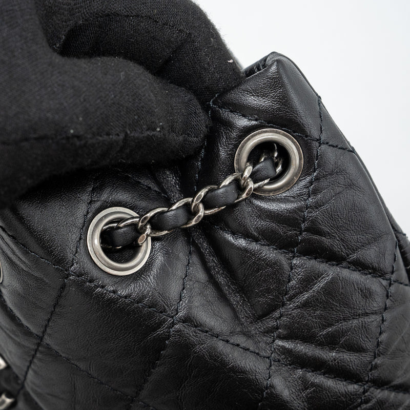 Chanel Small Gabrielle Backpack Aged Calfskin Black Ruthenium Hardware (microchip)
