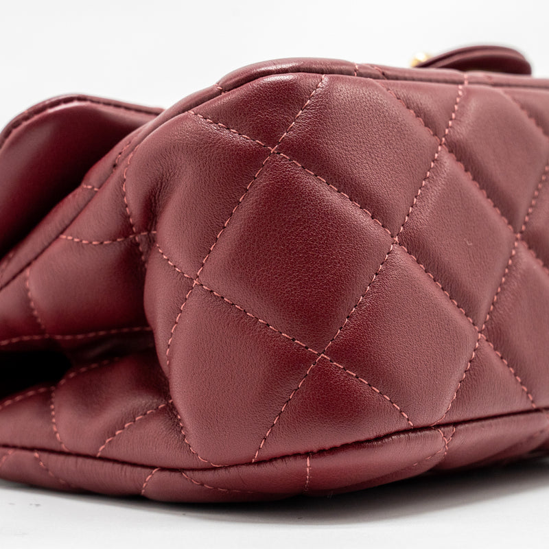 Chanel Lady Handle Bag Lambskin Burgundy GHW (Microchip)