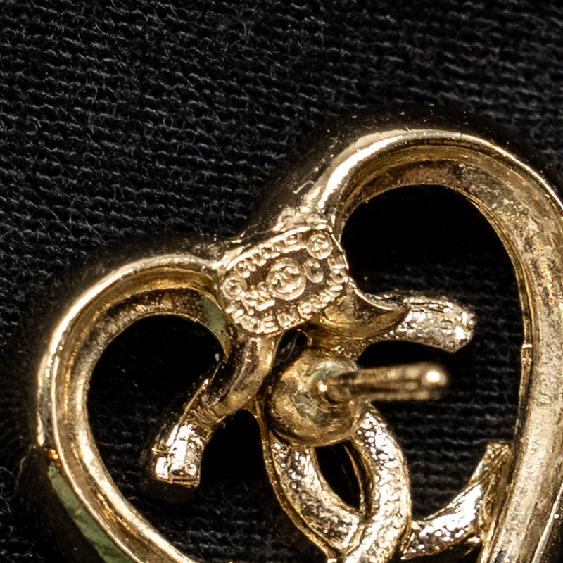 Chanel Heart and CC earrings light gold tone