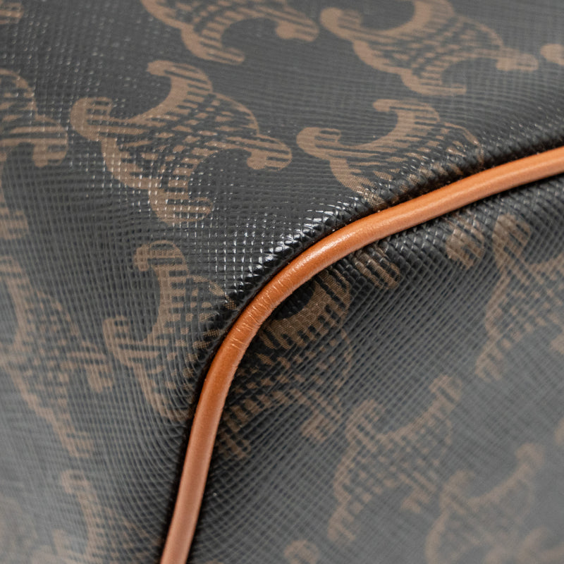 Celine Small Boston Bag Triomphe Canvas/Calfskin Tan GHW
