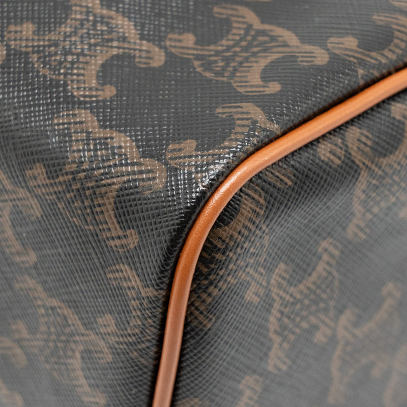 Celine Small Boston Bag Triomphe Canvas/Calfskin Tan GHW