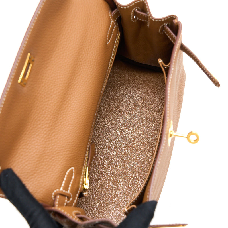 Hermes Kelly 25 Togo Gold GHW Stamp C