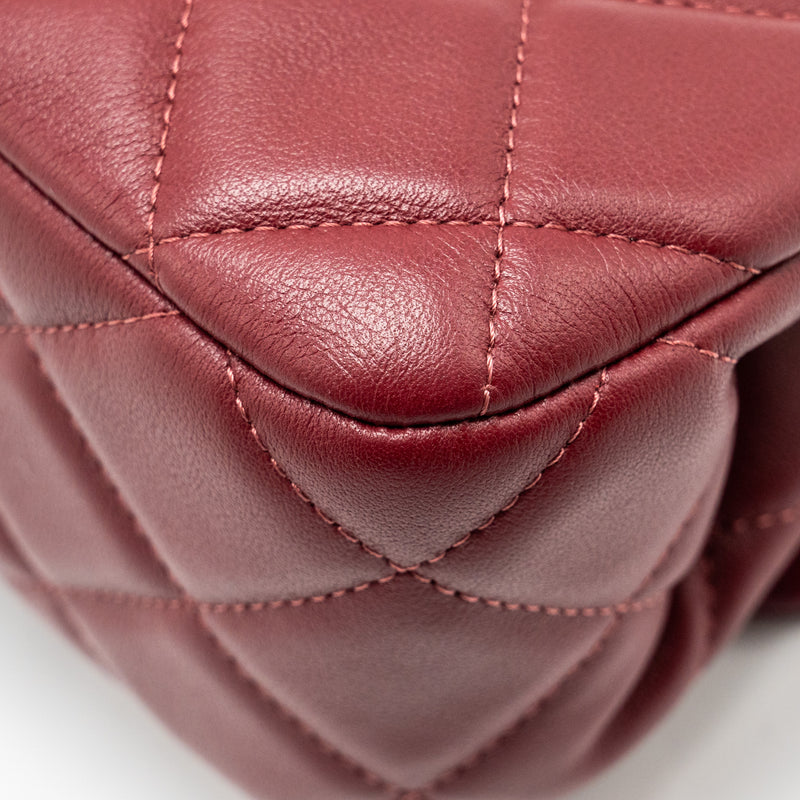 Chanel Lady Handle Bag Lambskin Burgundy GHW (Microchip)