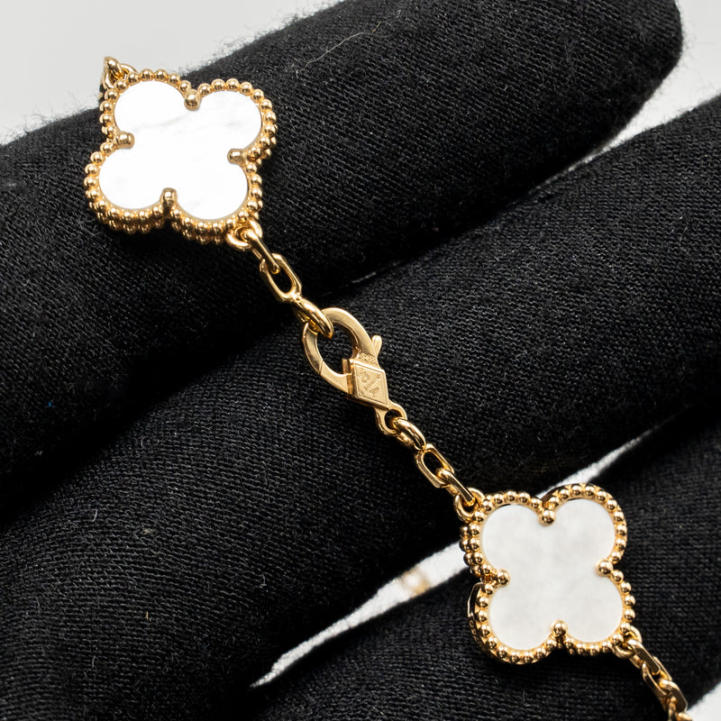 Van Cleef & Arpels Vintage Alhambra Bracelet 5 Motifs Yellow Gold, Mother of Pearl