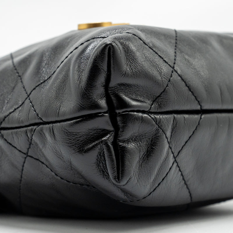 Chanel Mini 22 Bag Shiny Calfskin Black GHW (microchip)