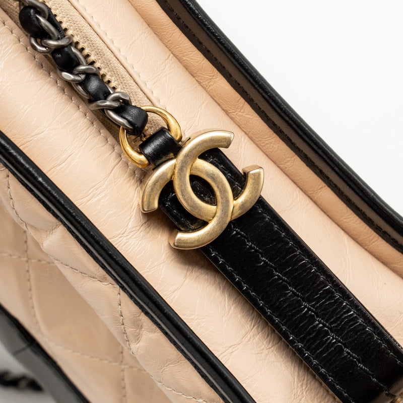 Chanel Small Gabrielle Hobo Bag Calfskin Beige Multicolour Hardware