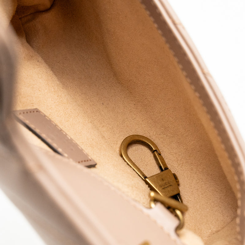 Gucci GG Marmont Mini Bag Chevron Leather Beige GHW