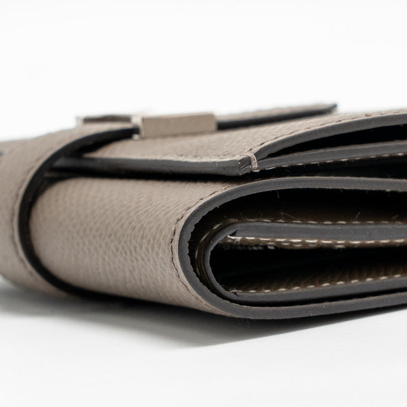 Hermes bearn compact wallet epsom gris etain SHW stamp W