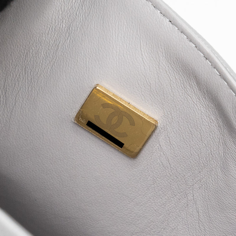 Chanel Classic Medium Double Flap Bag Caviar Light Grey LGHW (microchip)