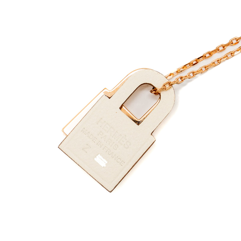Hermes O’kelly Pendant, Small Model Swift White RGHW Stamp Z