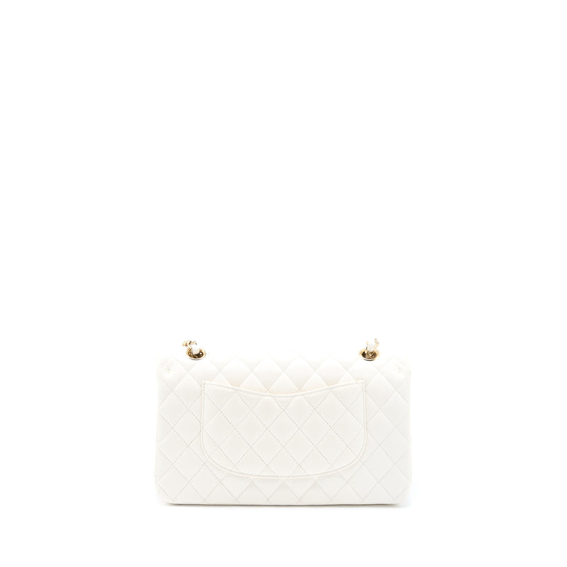Chanel Medium Classic Double Flap Bag Caviar White LGHW