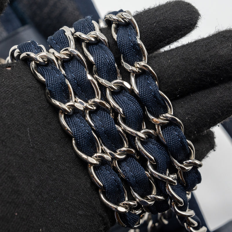 Chanel Deauville Tote Bag Canvas Blue Denim SHW