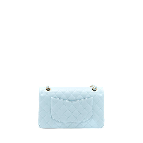 Chanel Medium Classic Double Flap Bag Caviar Light Blue LGHW (Microchip)