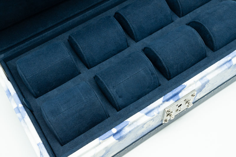 Louis Vuitton Coffret 8 Montres Watch Box Watercolour Monogram Canvas/Calfskin Blue/White SHW