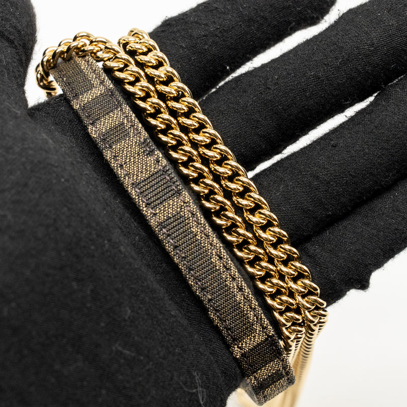 Fendi Mini Baguette FF Jacquard canvas brown GHW