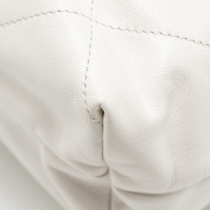 Chanel Large 22 Bag Shiny Calfskin White GHW (microchip)