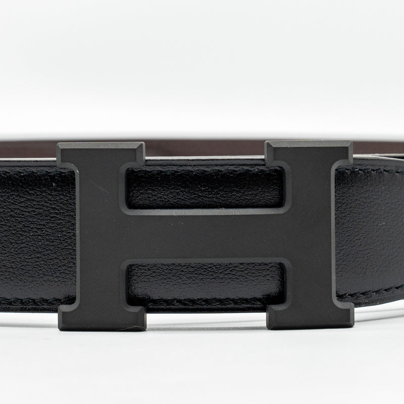 Hermes 100cm Men’s H Buckle Belt 32mm togo / box chocolate / black with so black buckle Stamp D