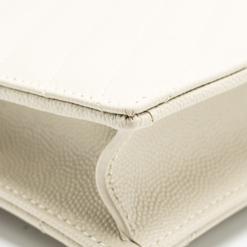 Saint Laurent envelope chain wallet grained calfskin cream soft GHW