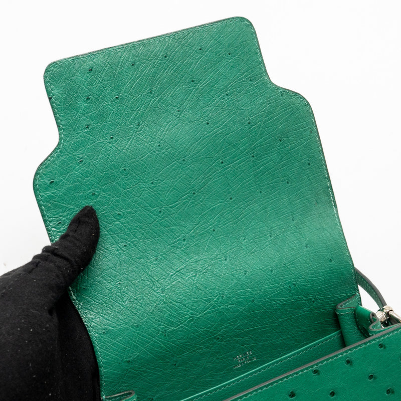 Hermes Mini Roulis Ostrich vert Verona SHW stamp A