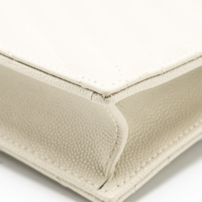 Saint Laurent envelope chain wallet grained calfskin cream soft GHW
