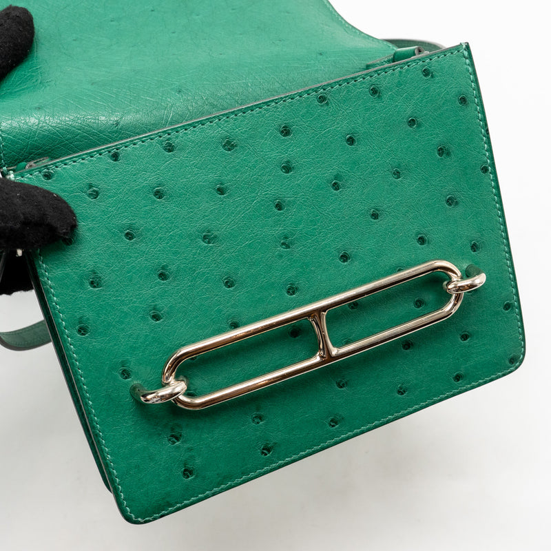 Hermes Mini Roulis Ostrich vert Verona SHW stamp A