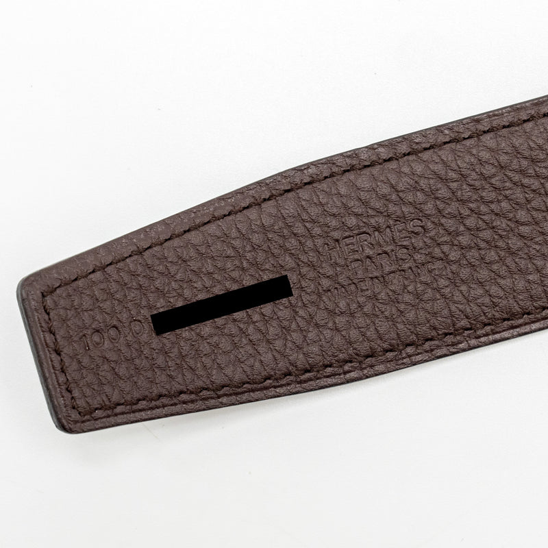 Hermes 100cm Men’s H Buckle Belt 32mm togo / box chocolate / black with so black buckle Stamp D