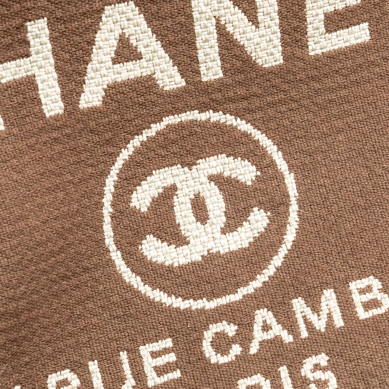Chanel Deauville tote bag canvas dark brown LGHW (microchip)