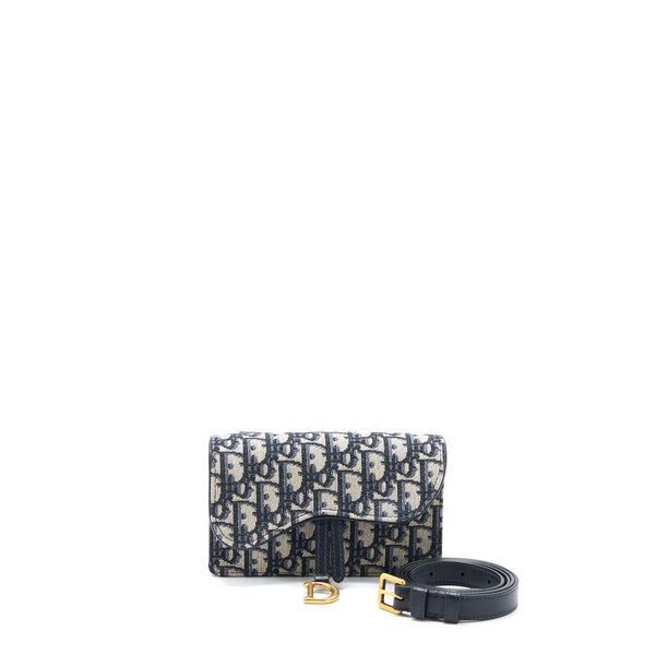 Dior Saddle Belt Bag Blue Oblique Jacquard Canvas GHW