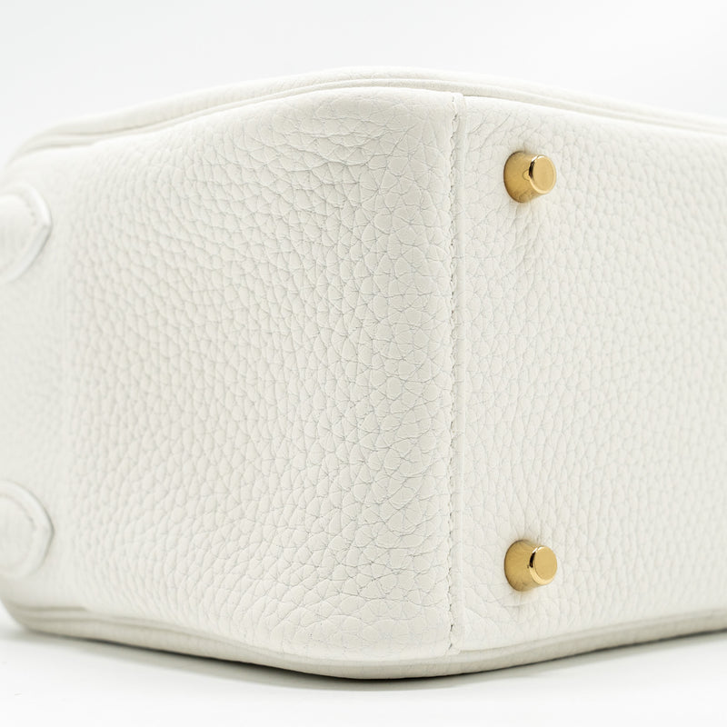 Hermes Mini Lindy Clemence New White GHW Stamp B