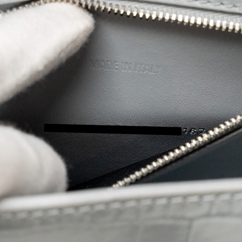 Balenciaga Small Hourglass Bag Croc-embossed Calfskin Grey SHW