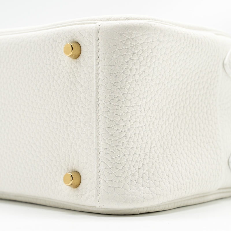 Hermes Mini Lindy Clemence New White GHW Stamp B
