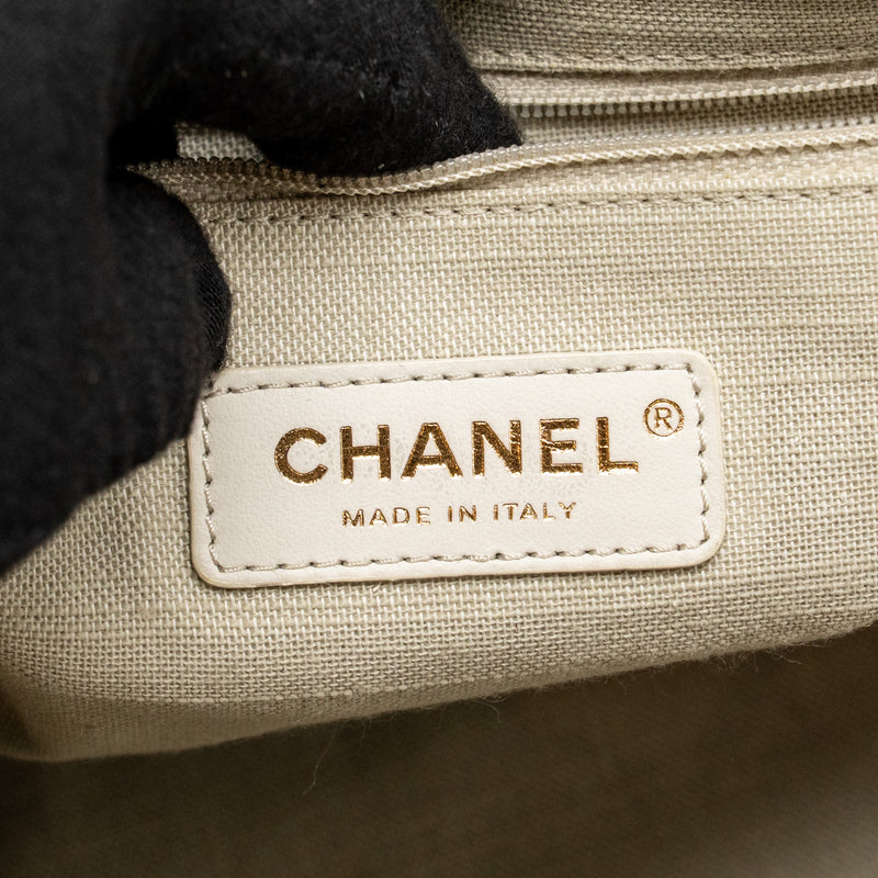 Chanel Deauville tote bag canvas dark brown LGHW (microchip)