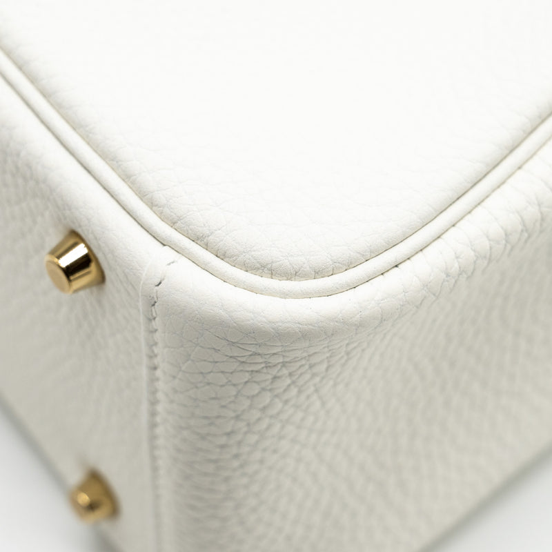 Hermes Mini Lindy Clemence New White GHW Stamp B