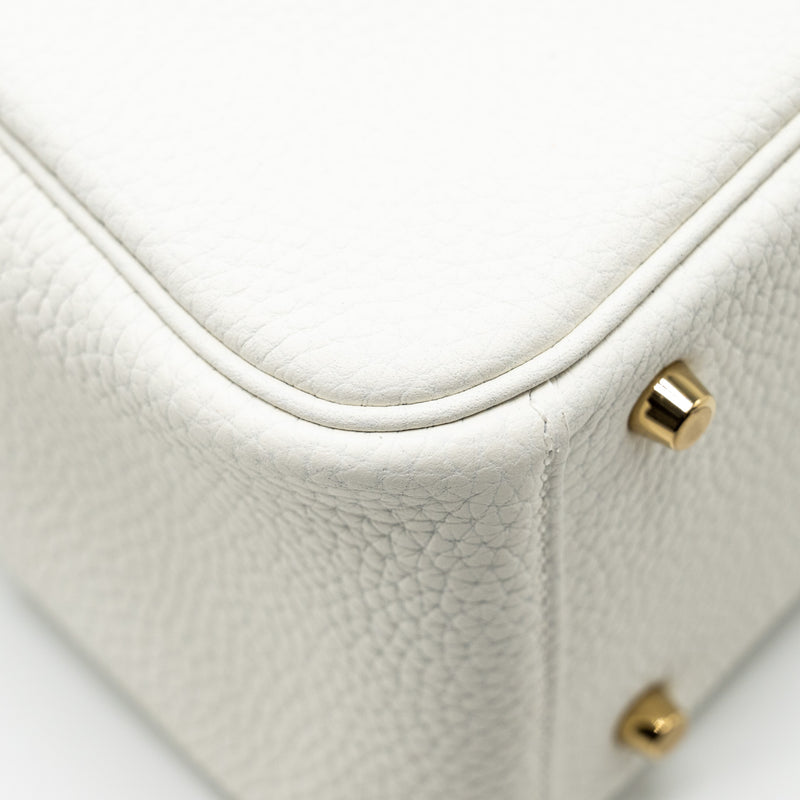 Hermes Mini Lindy Clemence New White GHW Stamp B