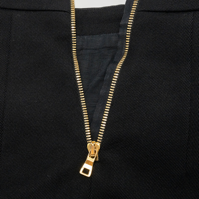 Balmain Size 34 Mini Skirt With Golden Button-detail Wool Black
