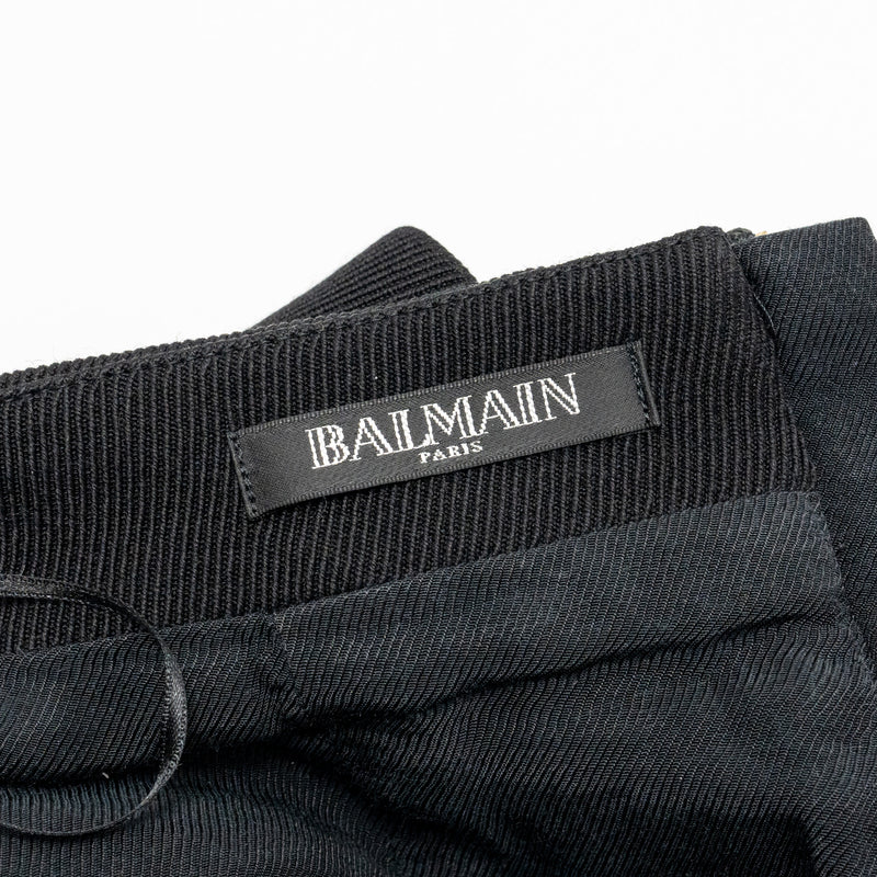 Balmain Size 34 Mini Skirt With Golden Button-detail Wool Black