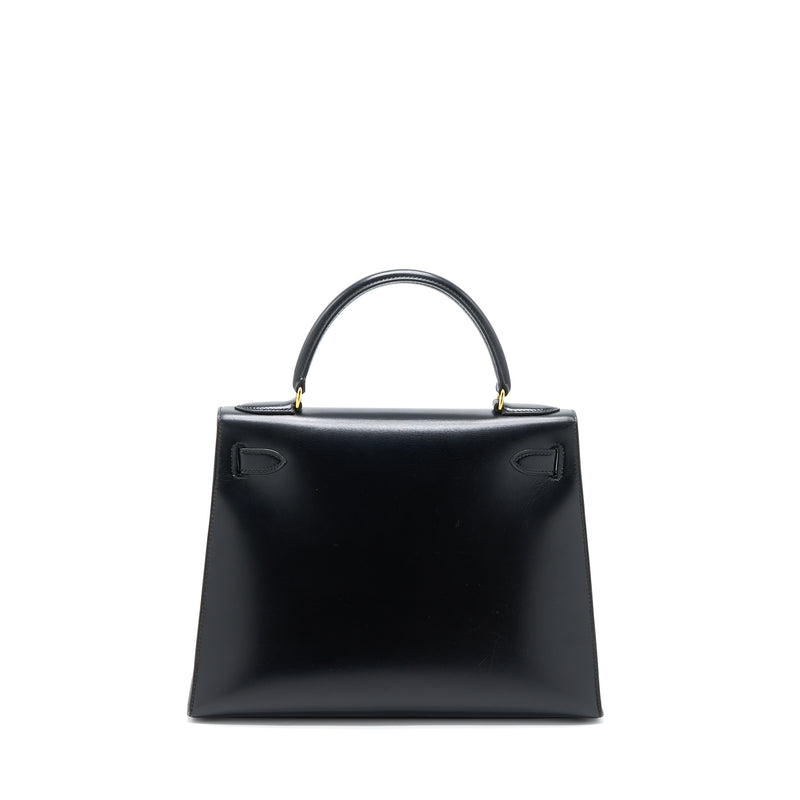 Hermes Vintage Kelly 28 Box Black GHW Stamp Circle R