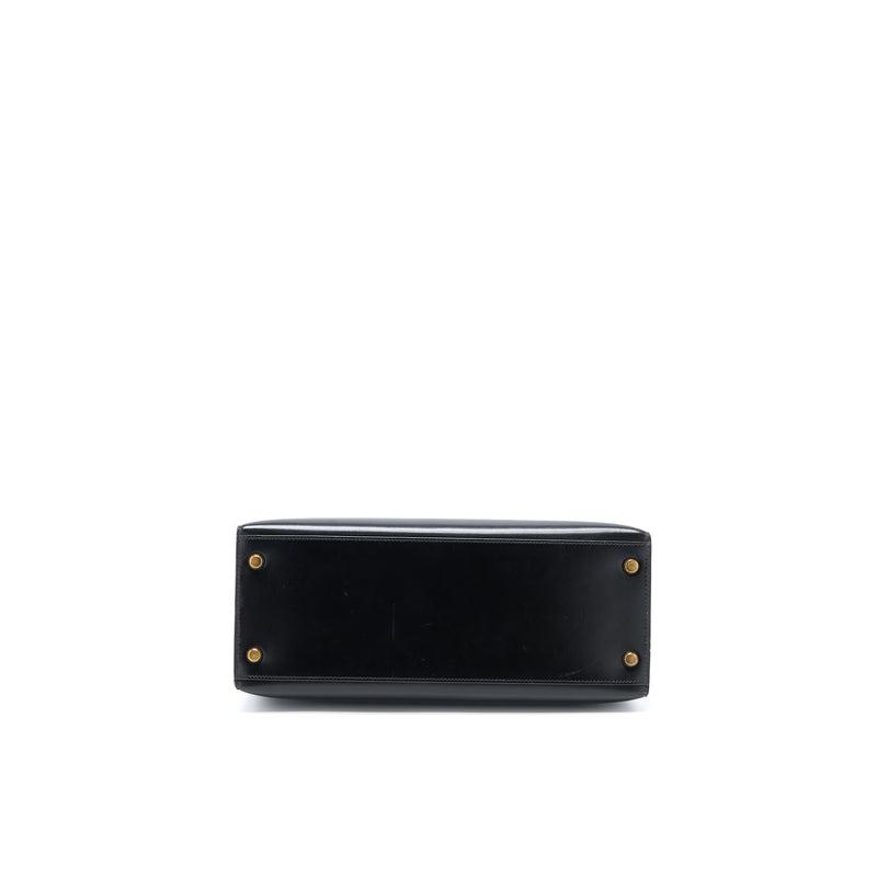 Hermes Vintage Kelly 28 Box Black GHW Stamp Circle R